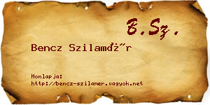 Bencz Szilamér névjegykártya